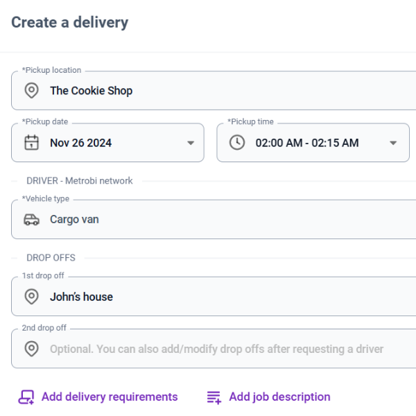 Route Optimization - Route Optimization - Create Delivery